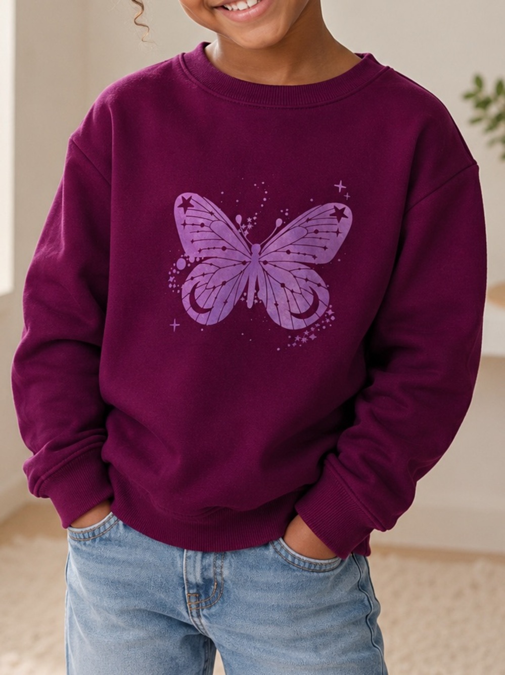 Cat & Jack Girls' Purple Butterfly Graphic Sweatshirt